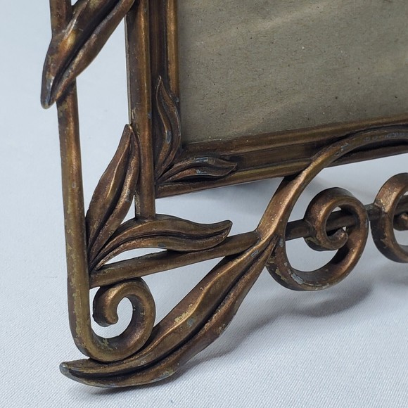 Vintage Terragrafics 1996 Nouveau Style Distressed Brass Metal Picture Frame 3x5 - Picture 9 of 13